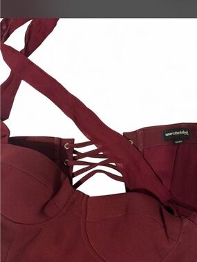 Marsthelabel Women's Burgundy Lace-Up Bustier Tank